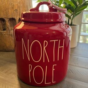 Rae Dunn Red North Pole Canister or Cookie Jar with Lid